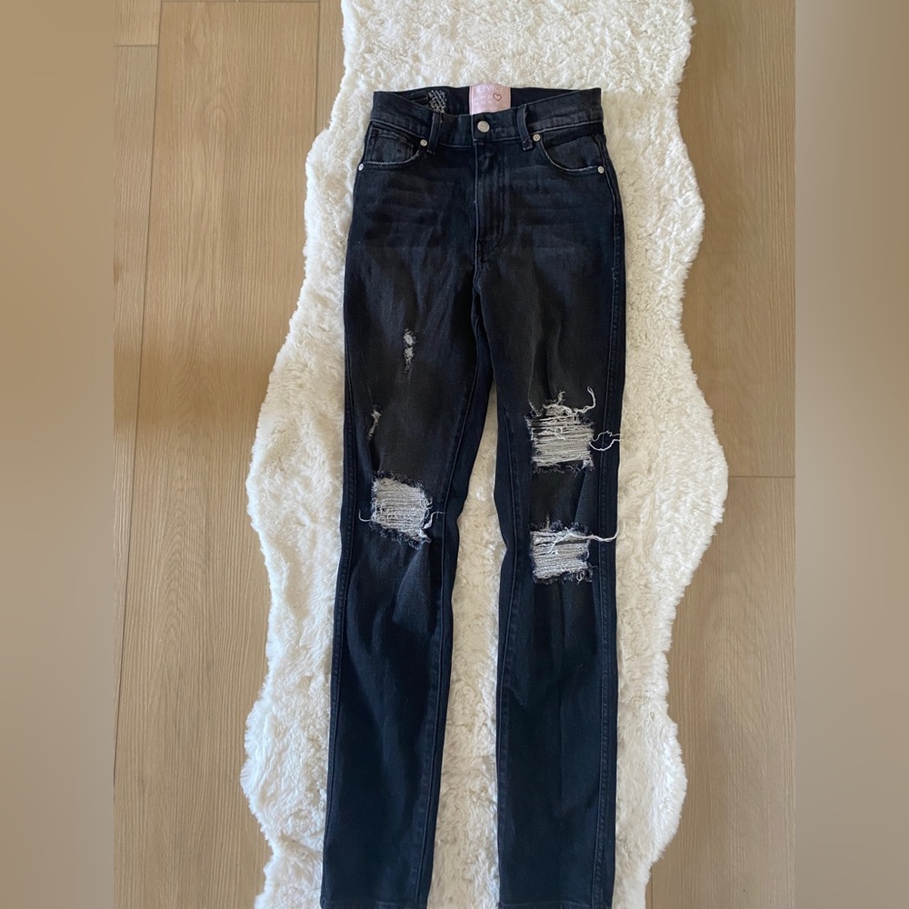 Revice High waisted straight leg ripped jeans